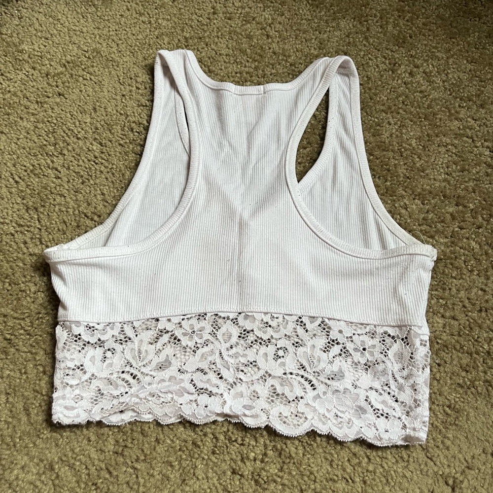 White tank top crop top with lace